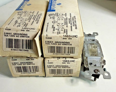 Lot x 4 Leviton 1463-LHC 3-WAY LIGHTED TOGGLE SWITCH 120V, 15A CLEAR