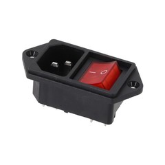 Efficient Power Transfer IEC Connector Socket with Red Switch and Fuse 10A 250V
