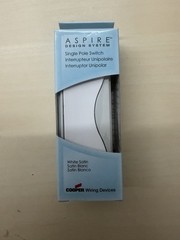 COOPER 9501WS ASPIRE 15A 120/277VAC Single Pole Switch – WHITE SATIN