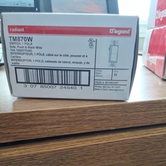 Legrand Radiant TM870W Self Grounding Switch, 1 Pole, 10 Qty.