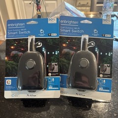 2 Enbrighten Wi-Fi Plug-In Outdoor Smart Switch, 2-Outlet, Black 125 volt