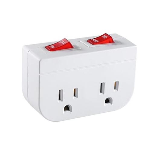 Grounded Outlet with Double ON Off Switch, 1-Pack 1 Pack White