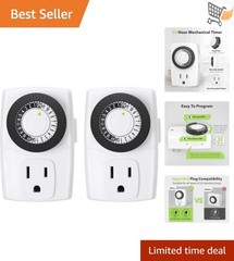Mini Mechanical Outlet Timer 24-Hour 3-Prong Pack Home Office Automation