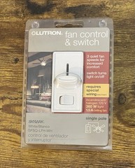 Lutron Fan Control & Switch 3 Fan Speeds On/Off Switch White SFSQ-LFH-WH ~ New