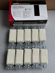 10 Cooper 7503A Almond Rocker Decorator 3-WAY ON/OFF Power Wall Light Switches