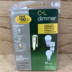 Lutron Toggler C.L Dimmer Switch Single-Pole or 3-Way Ivory TGCL-153PH-IV—NEW!