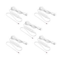 5Pcs USB Cable, 6-Speed Dimming Switch, Stripped Ends, 1.5M/4.9FT, White