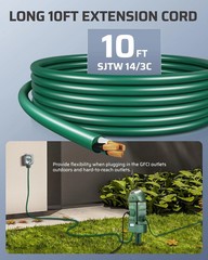 Outdoor Power Strip Timer with Photocell Yard Stake 6 Outlets 10 ft. Cord