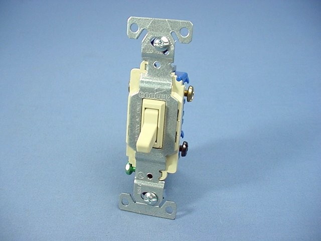 Cooper Wiring 1303-7V Ivory Toggle Wall Light Switch 3-Way 15A 120V Bulk