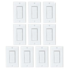 10pack Decorator Paddle Rocker Light Switch Single Pole 3wire Grounding 15a 12