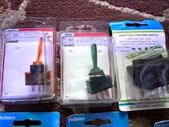 Set of 10 switches. ON/OFF, 12 volt and 250volt . NOS. New.