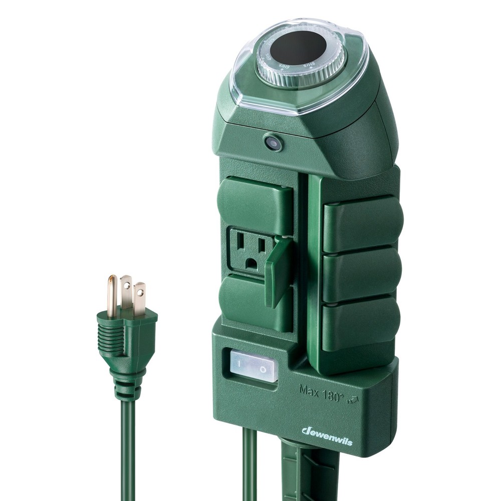 DEWENWILS Outdoor Power Strip Timer, Yard Stake ChristmasTimer Dusk to Dawn