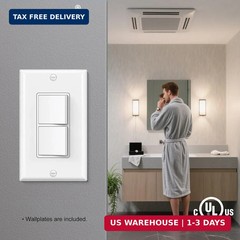 BESTTEN 2 Pack Double Rocker Light Switch, Single Pole Combination Interrupter,