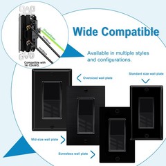 30PK Black Decorator 3 Way Rocker Switch 15A 120/277V UL Certified Single Pole