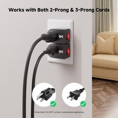 3-Pack Grounded Outlet Switch with On Off, Plug Switch On Off, Single , Black