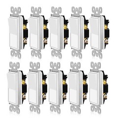 10 Pack 15Amp Decora Rocker Single-Pole Switch Wall Residential Grade Home White