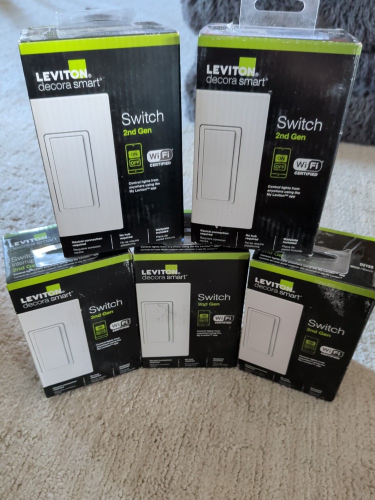 Single Leviton D215S-R02-1RW Decora Smart Gen. 2 Wi-Fi Switch White – NEW