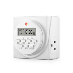 Indoor Digital Timer Outlet, Dual Outlet 7 Day Programmable Light Switch, 3 Pron