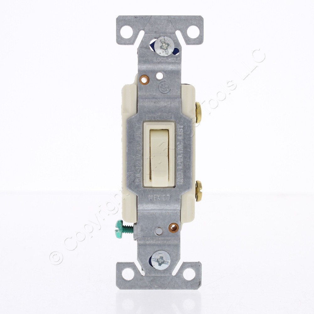 Cooper ALMOND ILLUMINATED Toggle Wall Light Switch 15A 120V Bulk 1301-7LTA