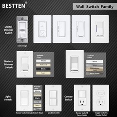10 Pack Single Pole Decorator Light Switch with Wallplate, 15A 120/277V, Rocker