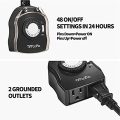 Outdoor Timer Outlet, 24 Hour Mechanical Outdoor Timer for Pool Pump, 1pack