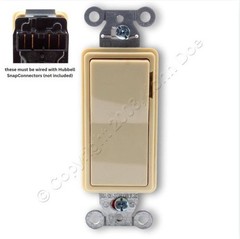 Hubbell SnapConnect Illuminated Ivory 3-Way Rocker Switch 15A SNAP2103ILINA