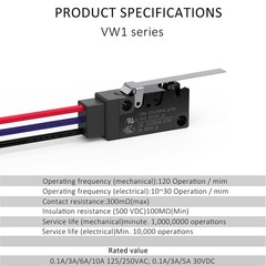 Long Hinge Straight Lever Waterproof Momentary Push Button Micro Limit Switch…