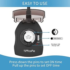 Outdoor Timer Outlet, 24 Hour Mechanical Outdoor Timer for Pool Pump, 1pack