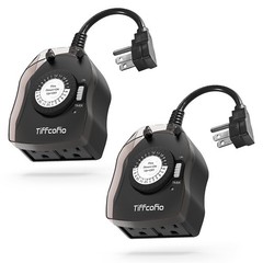 Outdoor Timer Outlet for Lights, 24 Hour Mechanical, Outdoor Light Timer Wate…